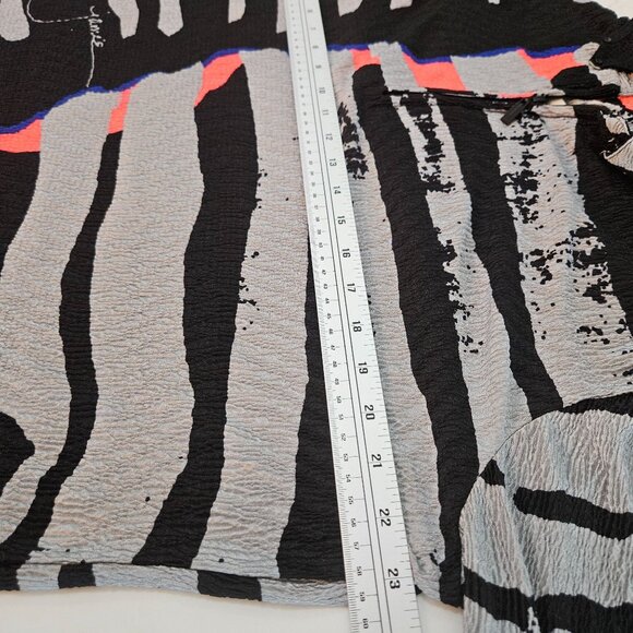 Jamie Sadock Zebra Crinkle Print Top Size XL Black Gray Golf Tennis - Picture 9 of 10